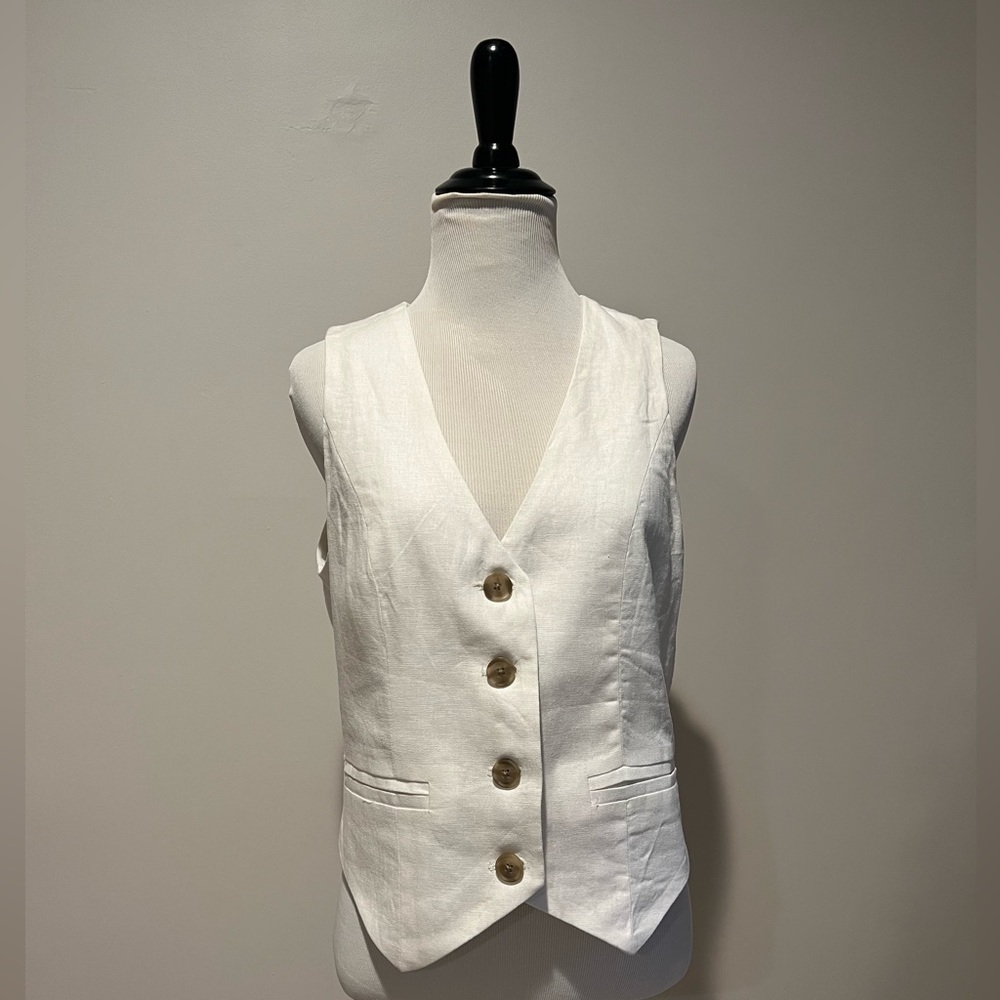 A new day white linen vest